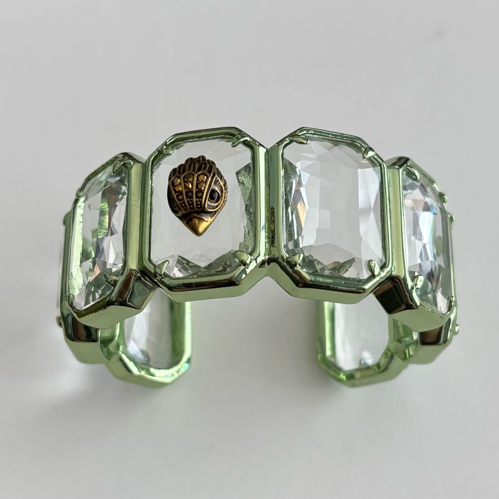 Kurt Geiger Crystal Glass & Green Metal Cuff Bracelet with Gold Eagle Accent